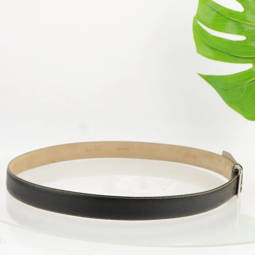 Brioni‎ Mens Belt Size 44 Black Calf Leather Tan Stitching 1 1/4